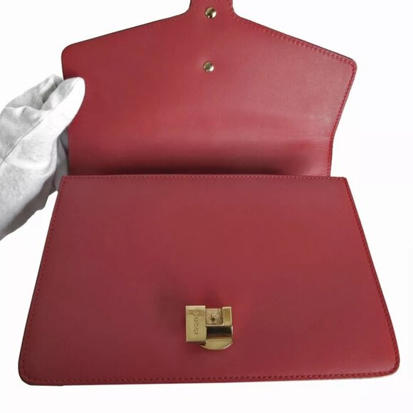 Auth GUCCI SylvieShoulder Bag Red leather - Picture 13 of 15